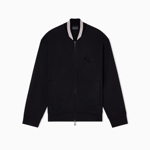 EMPORIO ARMANI 阿玛尼 男士鹰形徽标贴片双面针织拉链卫衣 黑色 EM002877 AF17545 UC001 商品图0