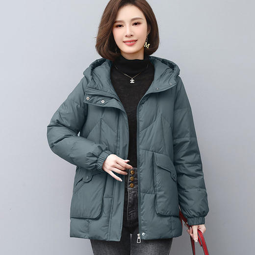 丁摩 休闲大码休闲连帽羽绒服女新款冬季女中长款羽绒外套洋气5ZF-363220 商品图5