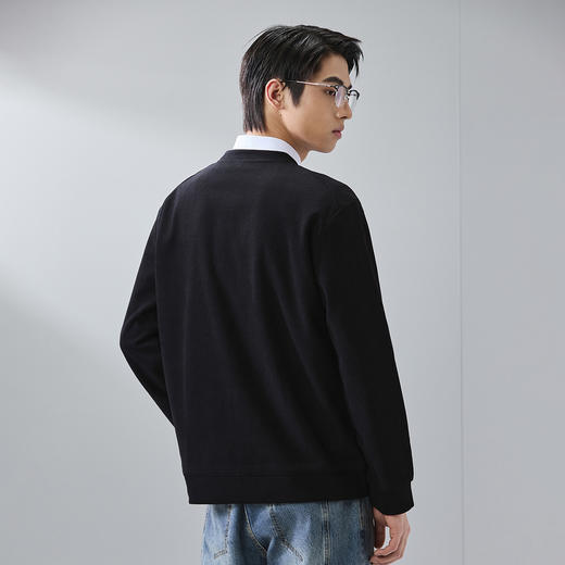 GXG男装【肌理面料】25春季简约纯色圆领休闲打底衫男式长袖卫衣K&C 商品图10