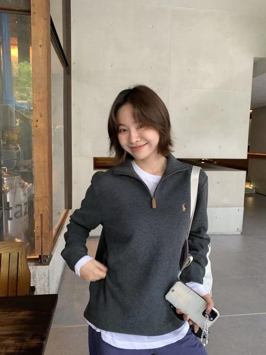 D121550彩标小马刺绣纯色半拉链针织卫衣男女同款 商品图10