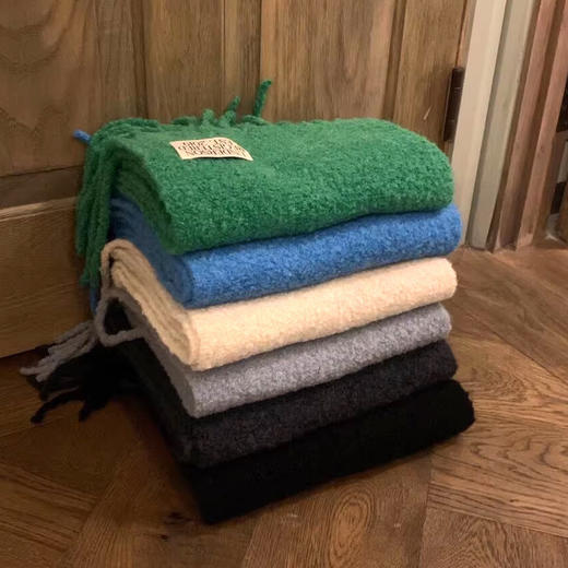 丁摩 韩国订单~80羊毛WOOL字母标百搭纯色流苏围巾东大门新款围脖5ZF-037 商品图1