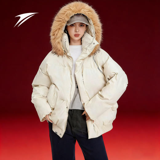 金莱克时尚加厚毛领可拆卸连帽冬季男女同款保暖棉服 5111 商品图4