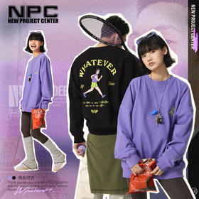 NPC潮牌运动系列重磅430G【优莱特】跑步小人贴布绣卫衣男NP47ST01
