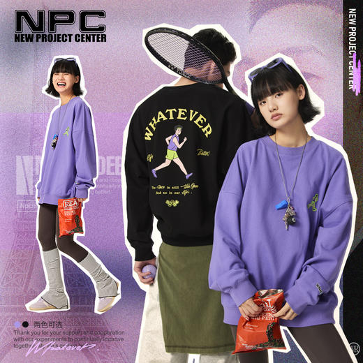 NPC潮牌运动系列重磅430G【优莱特】跑步小人贴布绣卫衣男NP47ST01 商品图0