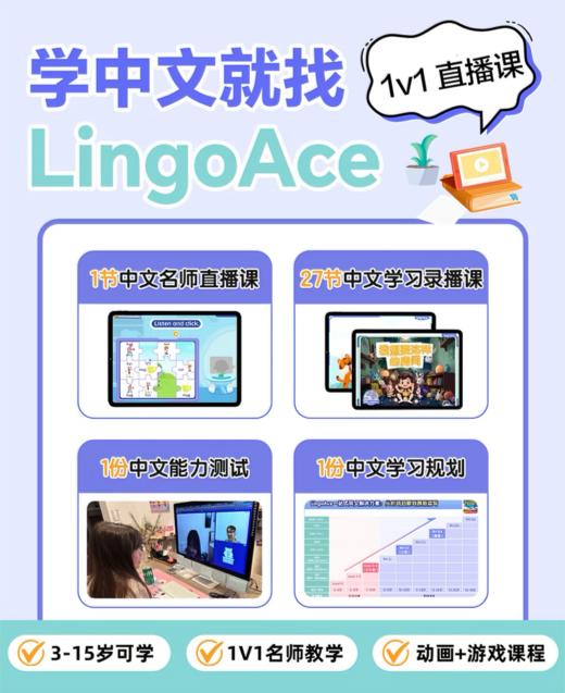 海外 华裔 混血专属中文课【lingoace中文1V1直播课】试听课  学中文 母语温习 商品图2