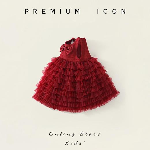 Hania2026年新年 女童红色网纱连衣裙秋季新款女宝宝甜美风蝴蝶结无袖背心裙90-140★ 商品图2