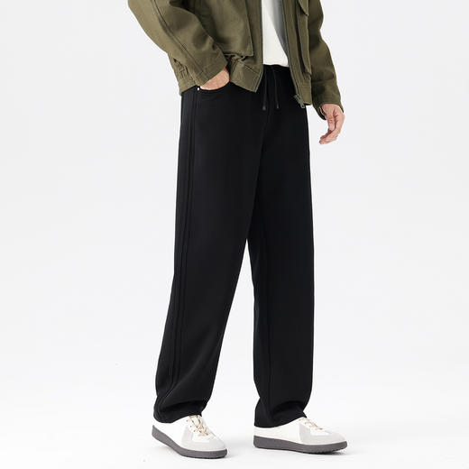 GXG男装25秋季时尚松紧腰系绳舒适亲肤弯刀裤宽松直筒男式休闲裤K&C 商品图2