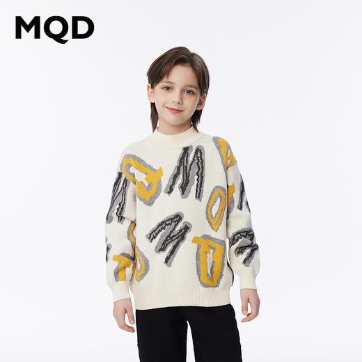 【秒2】【MQD】男童冬季潮酷满版字母活力半高领针织衫 商品图2