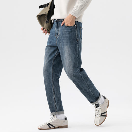 GXG男装25秋季日常通勤纯色简约百搭休闲时尚亲肤男式直筒牛仔裤K&C 商品图4