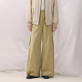 谜底阔腿裤长裤2026年春季新品造型感宽松褶裥休闲裤女265MK5008