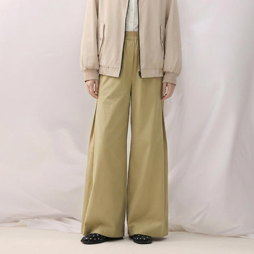 谜底阔腿裤长裤2026年春季新品造型感宽松褶裥休闲裤女265MK5008 商品图0