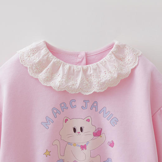 马克珍妮甜趣猫咪女童花边领卫衣宝宝套头衫2026年春装新款560075 商品图4