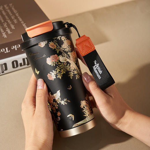 大英博物馆 东方梦境系列 双鹊传喜 便携咖啡保冷保温杯-静谧黑 商品图1