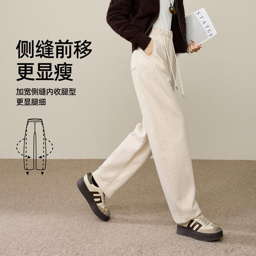 【厚绒-醋酸羊毛裤】逸阳冬新品加绒高腰宽松显瘦休闲糯米运动裤1529 商品图3