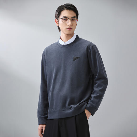 GXG男装【肌理面料】25春季简约纯色圆领休闲打底衫男式长袖卫衣K&C 商品图5