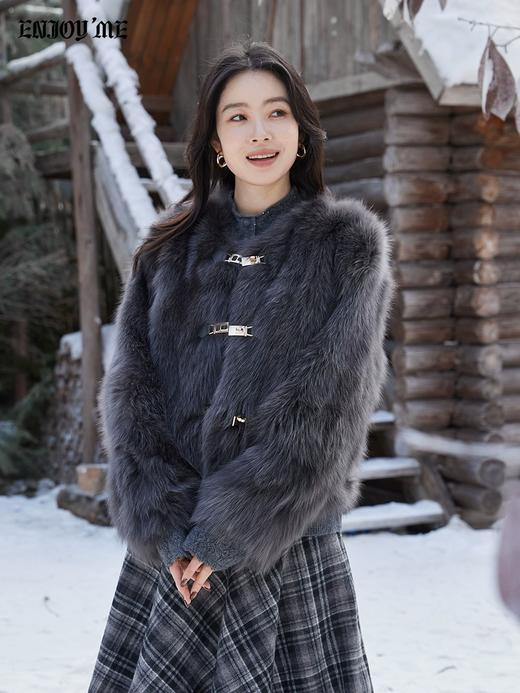 【门店同款】ENJOY冬季“暖冬软糖”首尔月光排扣狐狸毛皮草 168143321 商品图2