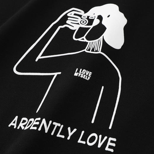 GXG男装冬季对镜自拍潮流印花情侣款圆领加绒保暖卫衣K&C 商品图4