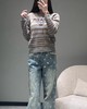 女款提花条纹针织衫毛衣hu020 商品缩略图3