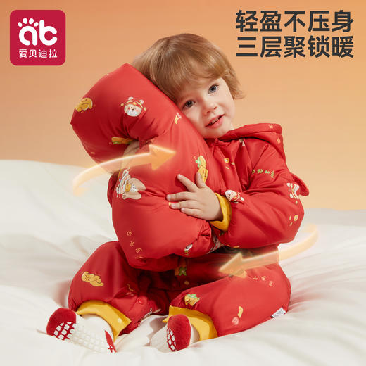 婴儿夹棉连体衣冬装幼小月龄外出棉袄服三防拜年加厚保暖宝宝衣服 商品图4