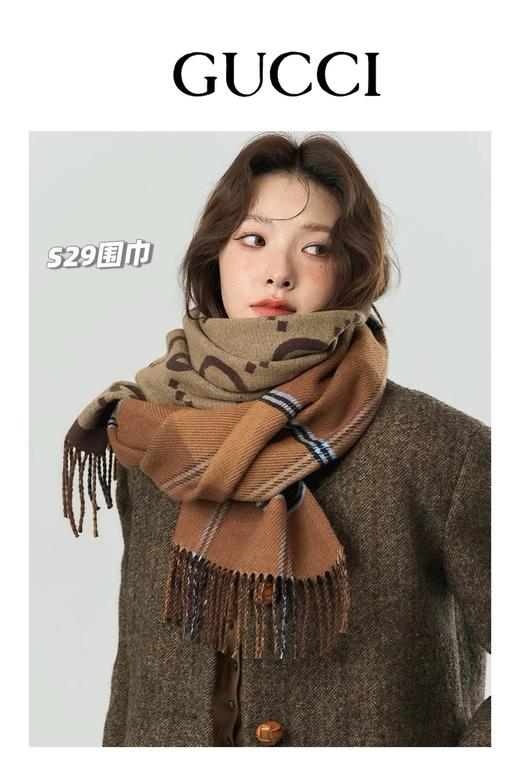 D121584情侣款可双面佩戴舒适亲肤双面羊绒围巾 商品图9