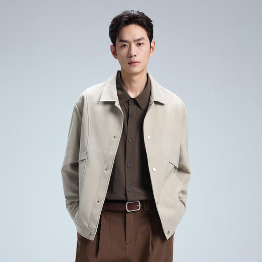 GXG男装【斜纹肌理】25秋季经典简约翻领通勤休闲男式夹克K&C 商品图5