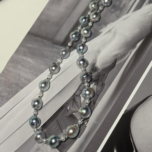 Ji光海水真多麻色akoya巴洛克项链  纯银配件➕ji光白色天然珍珠  8-10mm 商品图2