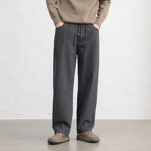 GXG男装【100%棉】25秋季时尚舒适松紧腰系绳简约直筒男式休闲裤K&C 商品图8