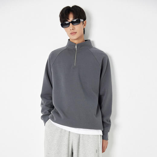 GXG男装秋季时尚潮牌可翻领式半拉链卫衣男式休闲圆领上衣K&C 商品图9