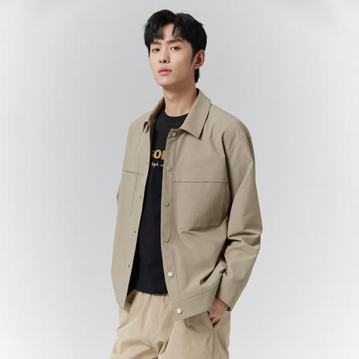 GXG男装【立体贴袋】25春季简约百搭日常通勤翻领休闲男式夹克K&C 商品图2