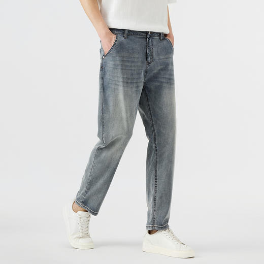 GXG男装25夏季复古水洗宽松休闲凉感舒适百搭直筒男式牛仔裤K&C 商品图2