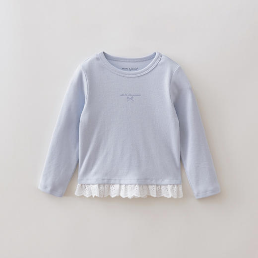 马克珍妮花边蝴蝶结女童软弹针织长袖T恤 宝宝上衣春装新款560083 商品图2