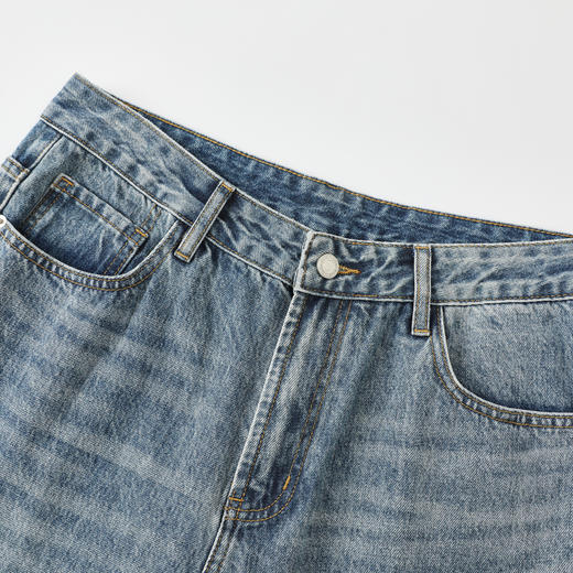 GXG男装25秋季时尚简约复古水洗宽松直筒休闲男式牛仔长裤K&C 商品图4