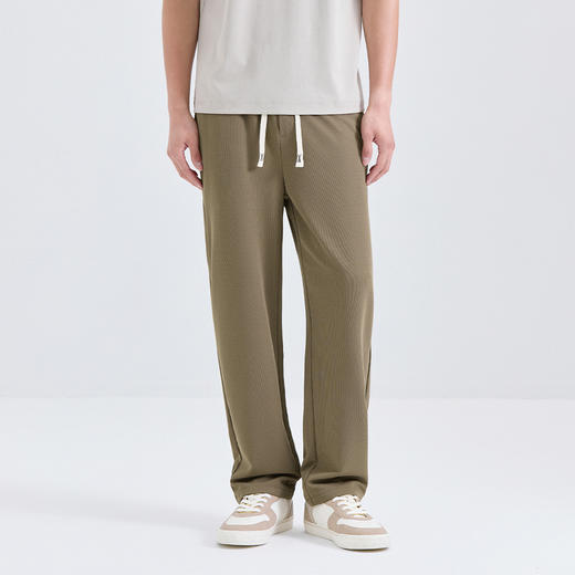 GXG男装25夏季时尚松紧腰系绳纯色百搭垂顺轻薄男式直筒休闲裤K&C 商品图4