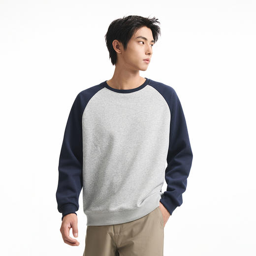 GXG男装秋季时尚撞色拼接套头圆领插肩袖男式长袖休闲卫衣K&C 商品图5