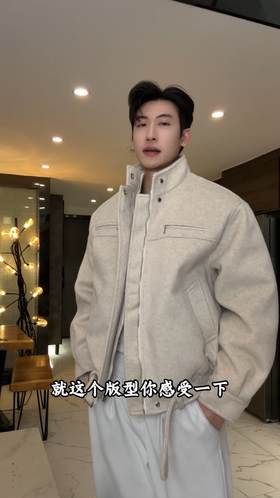 HL-8026SDSA男士秋冬新款痞帅男装潮牌美式纯色拉链立领夹克外套百搭时尚