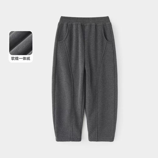 智妙屋儿童加绒弯刀裤秋冬裤保暖冬季系带男女童休闲风纯色休闲裤100-170 商品图1