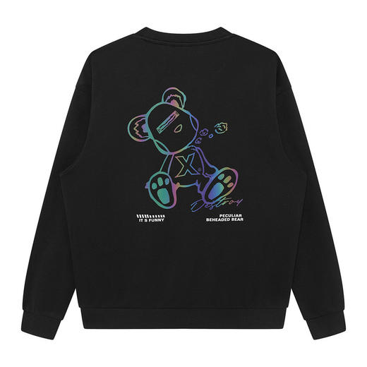 GXG男装春季时尚字母印花潮流渐变卡通小熊男士圆领纯棉卫衣K&C 商品图1