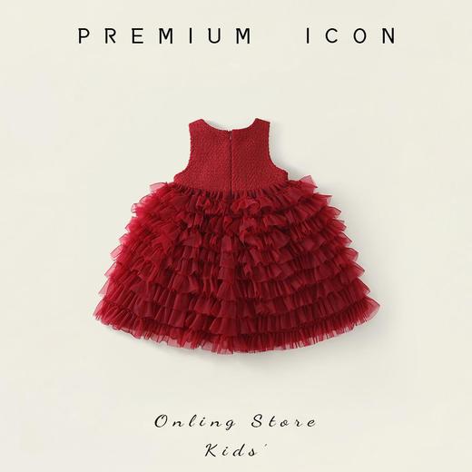 Hania2026年新年 女童红色网纱连衣裙秋季新款女宝宝甜美风蝴蝶结无袖背心裙90-140★ 商品图3