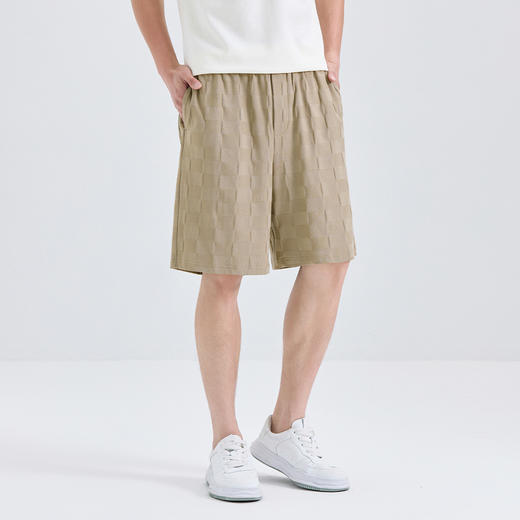 GXG男装【棋盘格】25夏季时尚松紧腰五分裤轻薄透气男式休闲短裤K&C 商品图6