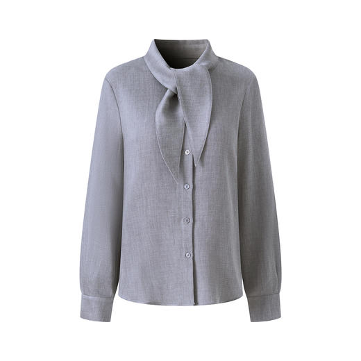 「高货wl」全新升级【铂金会员339/天猫459/差价120】(04721)洛诗琳天丝羊毛兔耳领衬衫2025秋冬新款通勤简约系带上衣 商品图4