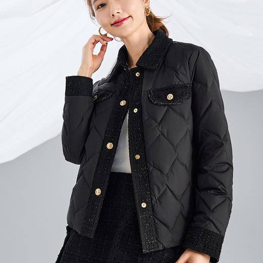 「高货JZH」全新升级【铂金会员441/天猫599/差价158】(04002)洛诗琳小香风绗线轻薄羽绒服2025冬季法式优雅翻领保暖外套 商品图2