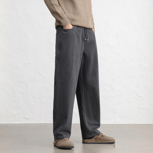 GXG男装【100%棉】25秋季时尚舒适松紧腰系绳简约直筒男式休闲裤K&C 商品图11