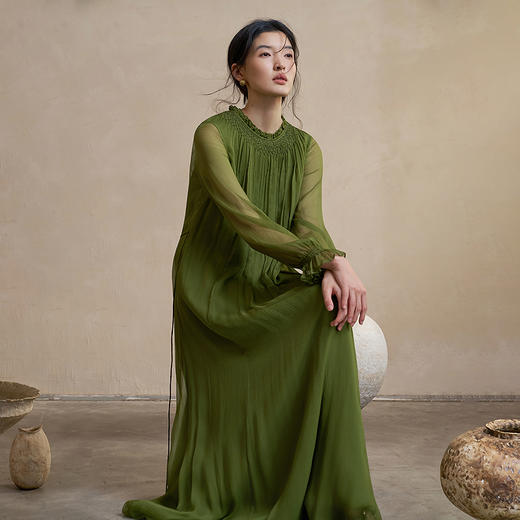 【林栖设计小店】轻雅真丝|桑蚕丝连衣裙松弛浪漫仙气2026早春新款长裙女1961179 商品图0