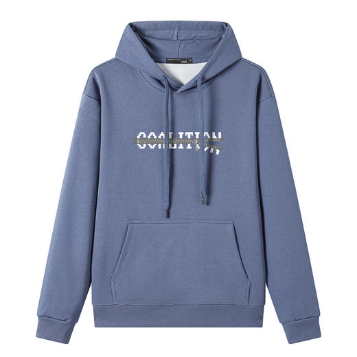 GXG男装25秋季潮流创意拉链字印花日常通勤休闲百搭男式连帽卫衣K&C 商品图5