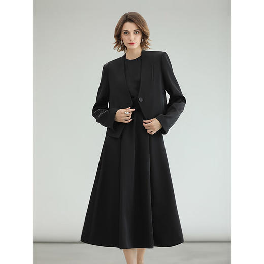 COCOBELLA气质通勤仿醋酸收腰连衣裙女绑带遮胯背心裙FR0066 商品图1