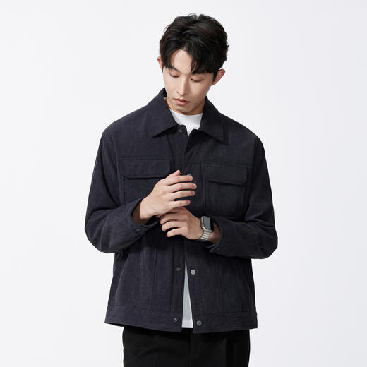 GXG男装【灯芯绒面料】秋季简约翻领立体贴袋经典休闲男式夹克K&C 商品图4