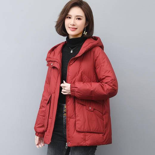 丁摩 休闲大码休闲连帽羽绒服女新款冬季女中长款羽绒外套洋气5ZF-363220 商品图1