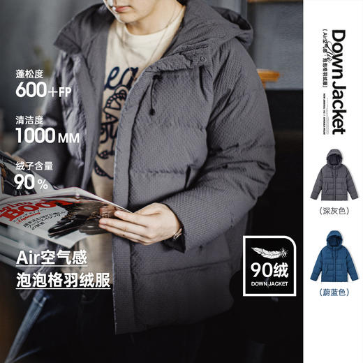 马登工装美式泡泡纱羽绒服90白鸭绒高蓬松度肌理感连帽外套男秋冬 商品图0