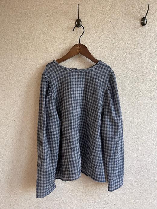 ROBE de PEAU 蓝格纹羊毛薄纱经典款上衣 商品图4