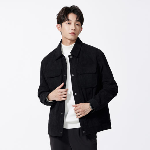 GXG男装【灯芯绒面料】秋季简约翻领立体贴袋经典休闲男式夹克K&C 商品图1